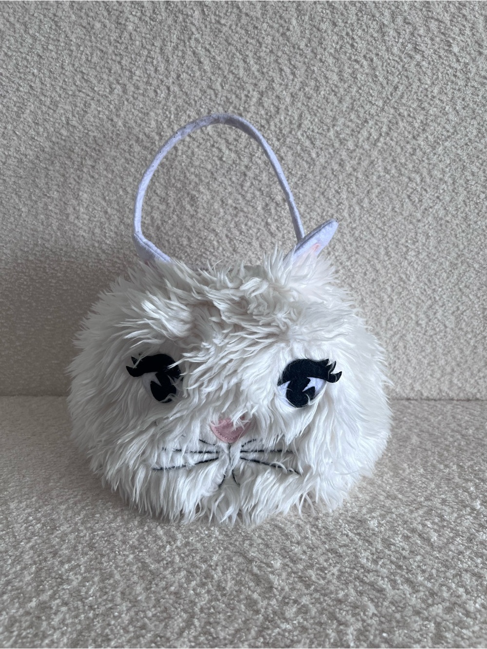 Pottery Barn Kids Cat Faux Fur Trick Or Treat White Basket‎ Halloween